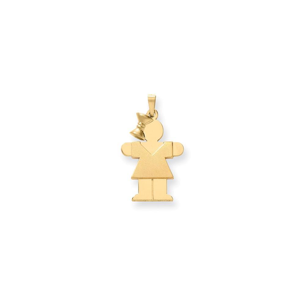 14k Yellow Gold Polished Girl With Bow Hugs Charm