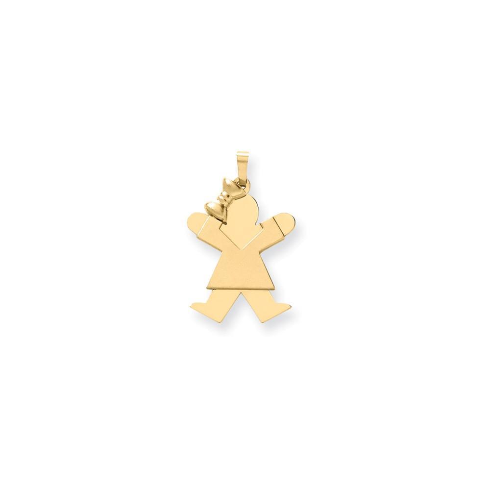14k Yellow Gold Polished Girl With Bow Joy Charm