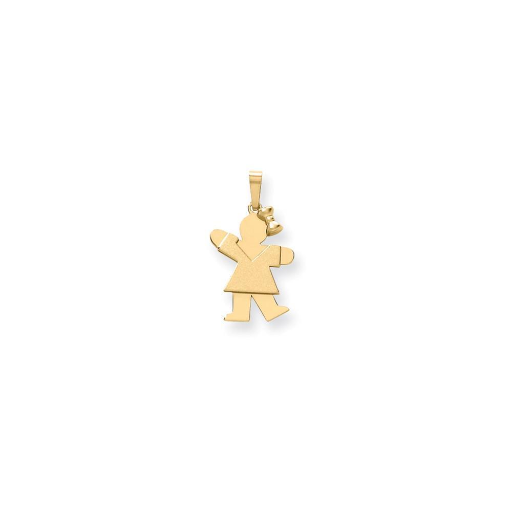14k Yellow Gold Polished Girl With Bow Kiss Charm