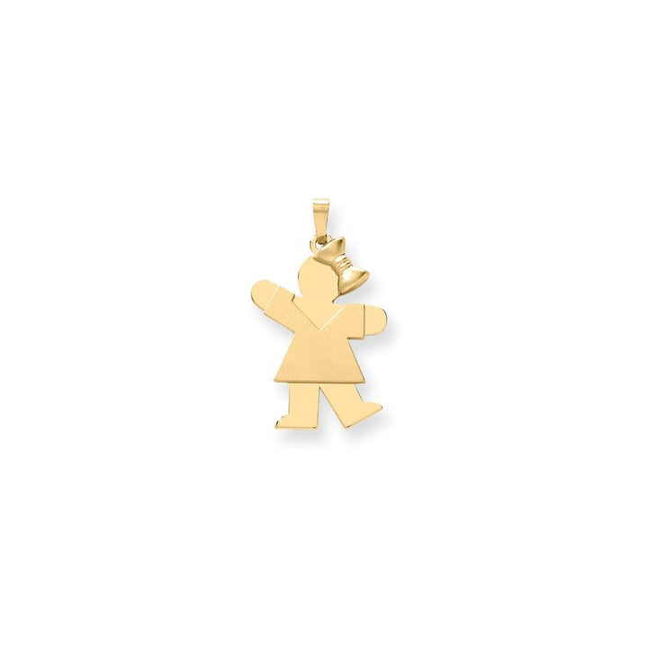 14k Yellow Gold Polished Girl With Bow Kiss Charm