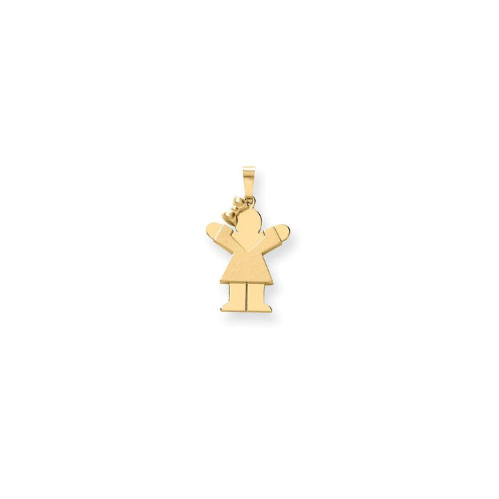 14k Yellow Gold Polished Girl With Bow Love Charm