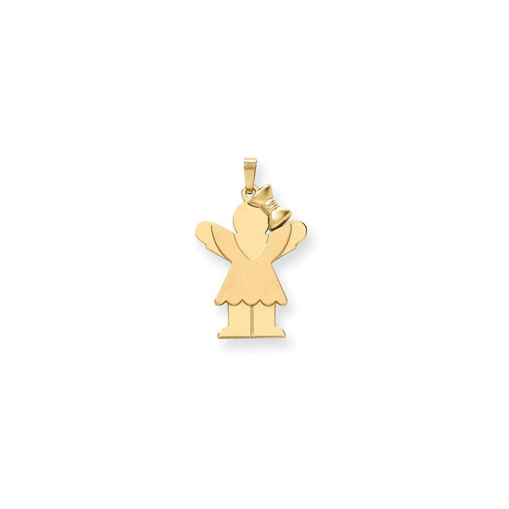 14k Yellow Gold Polished Girl With Bow Love Charm