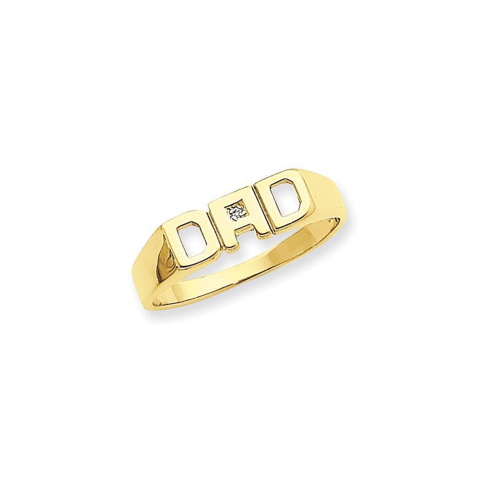 14k Yellow Gold Polished Men's Diamond Dad Ring