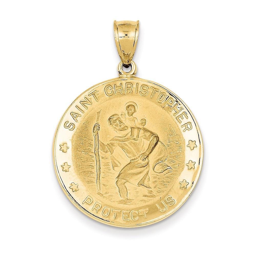 14k Yellow Gold Saint Christopher Hollow Medal