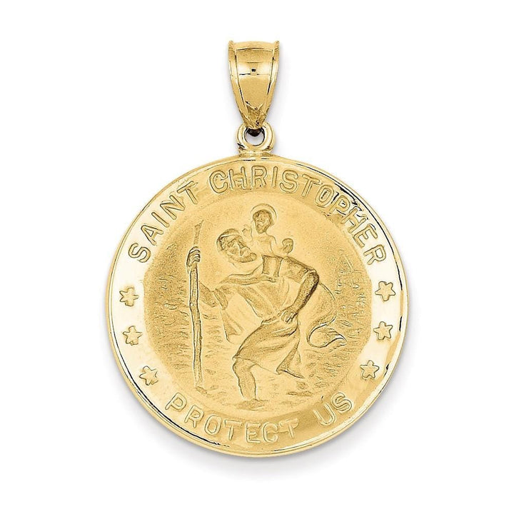 14k Yellow Gold Saint Christopher Hollow Medal