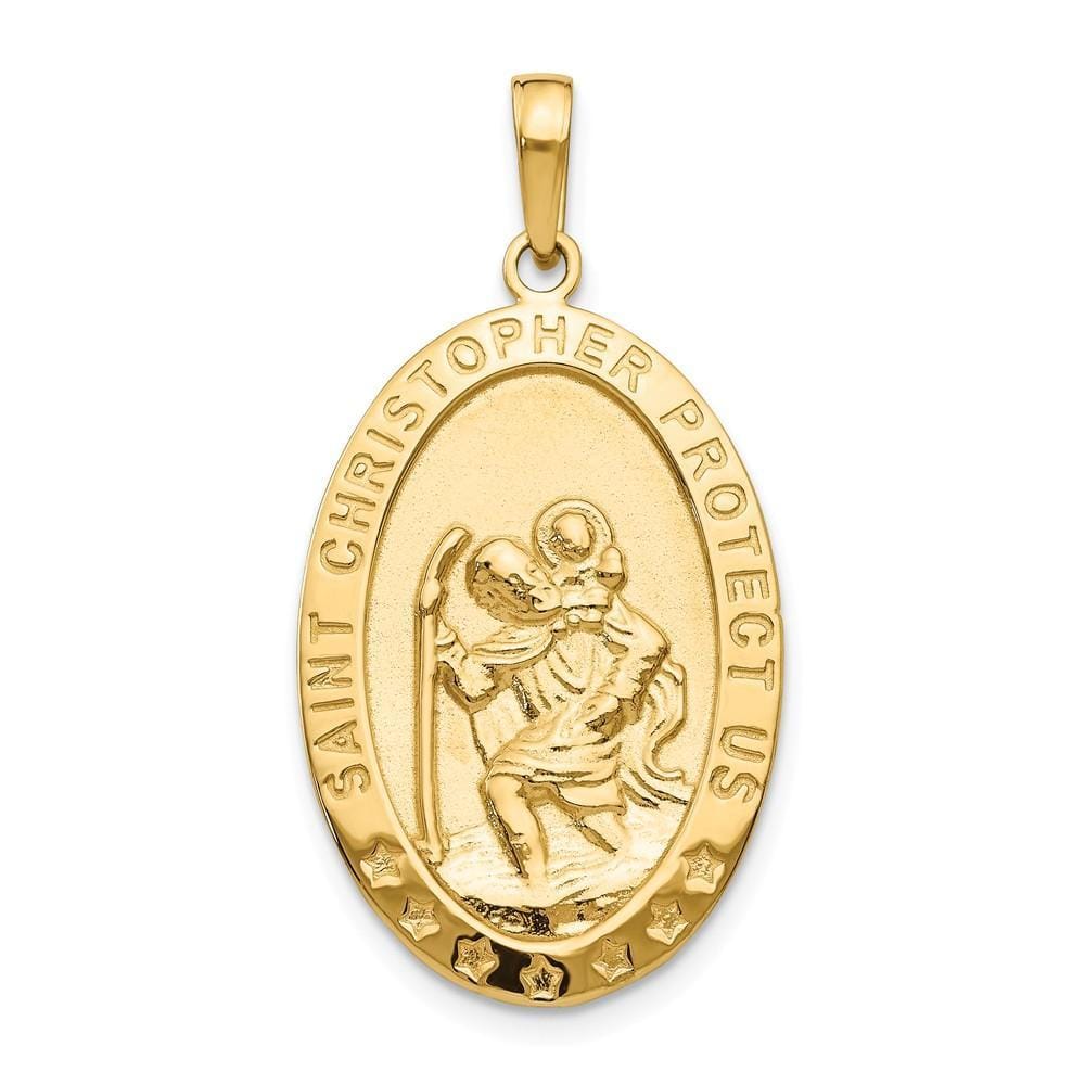 14k Yellow Gold Saint Christopher Medal Pendant