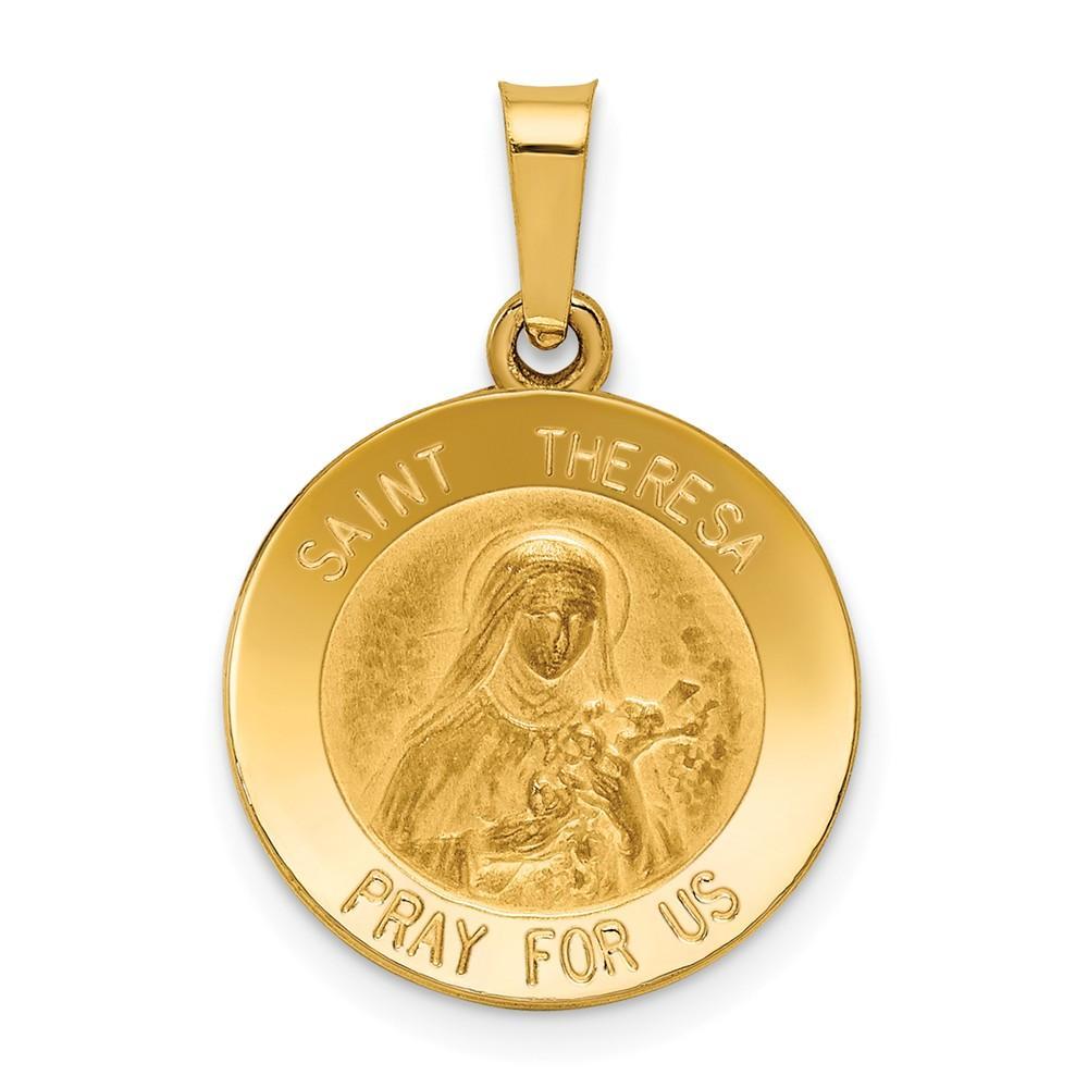 14k Yellow Gold Saint Theresa Medal Pendant