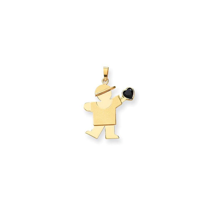 14k Yellow Gold Sept. Birthstone Kiss Boy Charm
