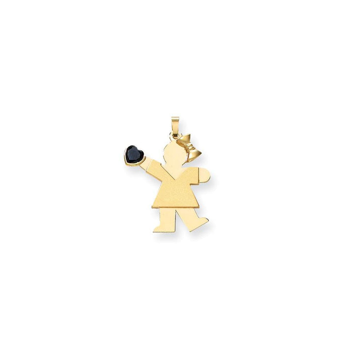 14k Yellow Gold Sept. Birthstone Kiss Girl Charm