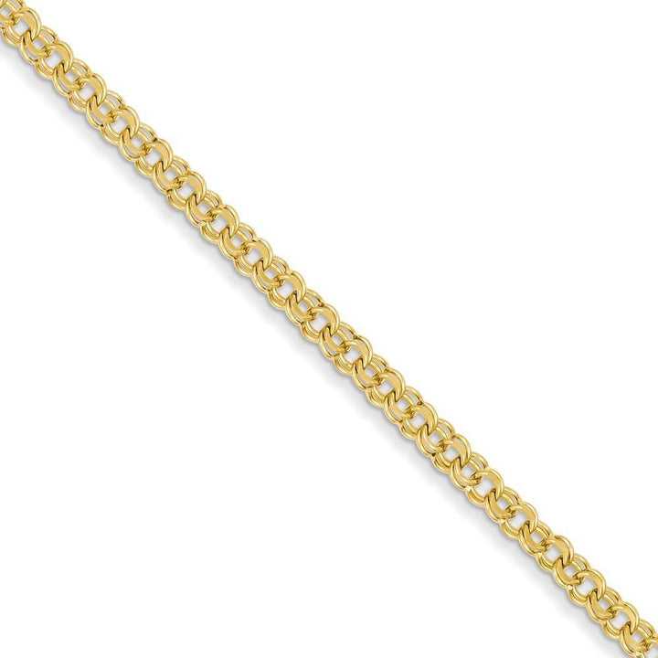 14k Yellow Gold Solid Double Link Charm Bracelet