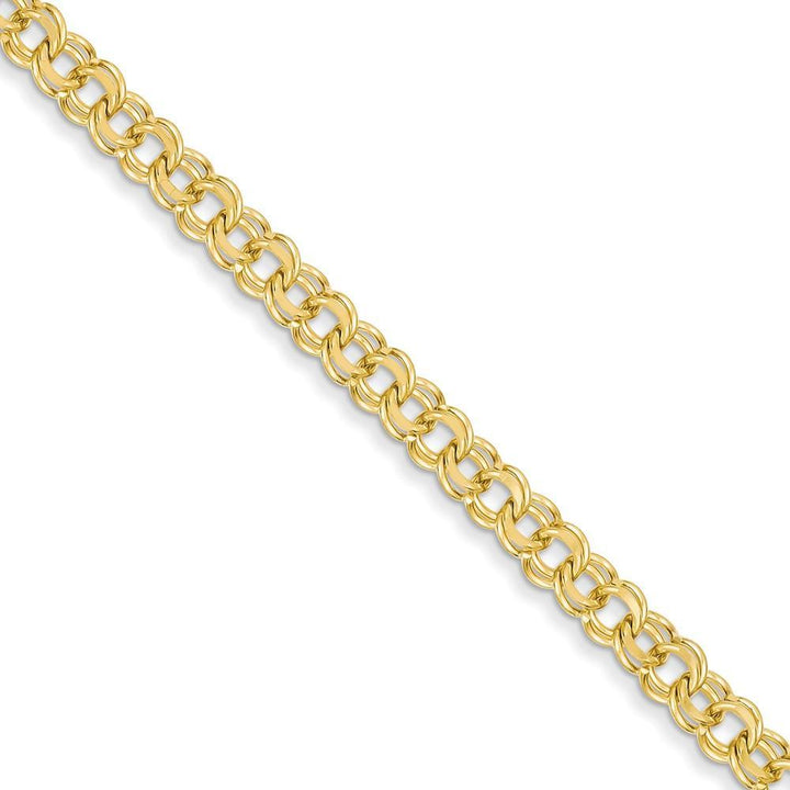 14k Yellow Gold Solid Double Link Charm Bracelet