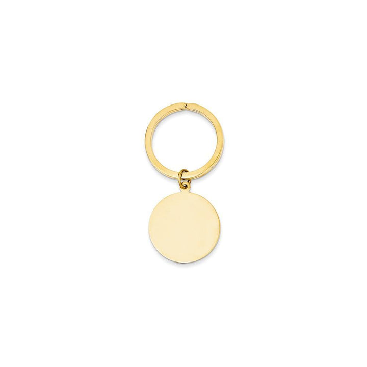 14k Yellow Gold Solid High Round Disc Key Ring