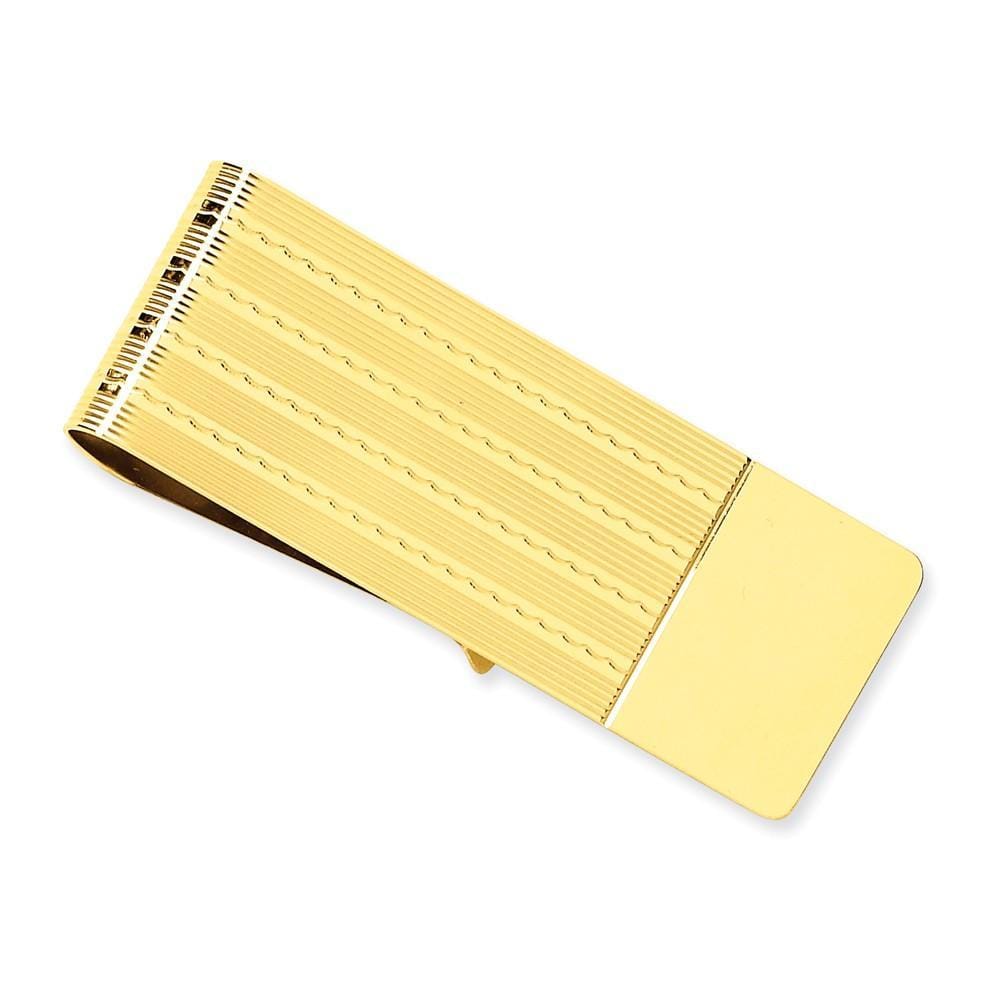 14k Yellow Gold Solid Line Design Money Clip.