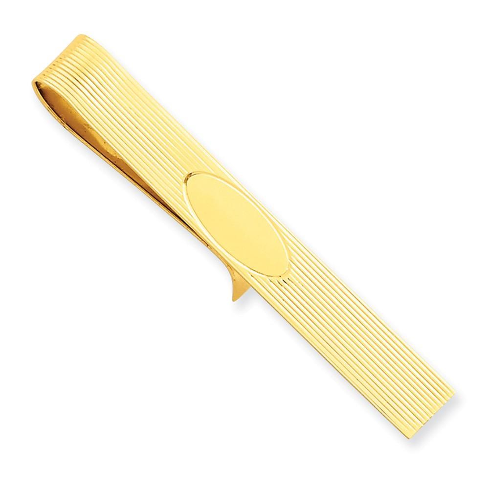 14k Yellow Gold Solid with Line Design Tie Bar