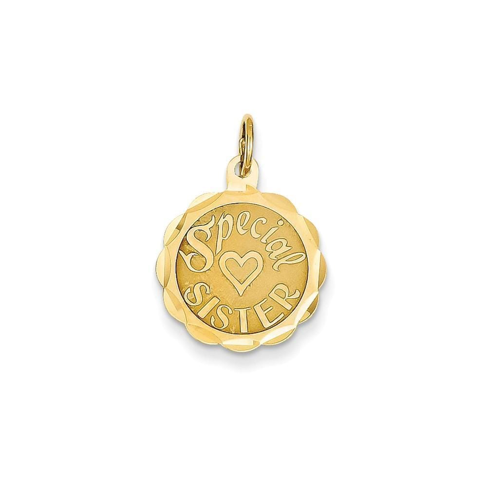 14k Yellow Gold Special Sister Charm Pendant