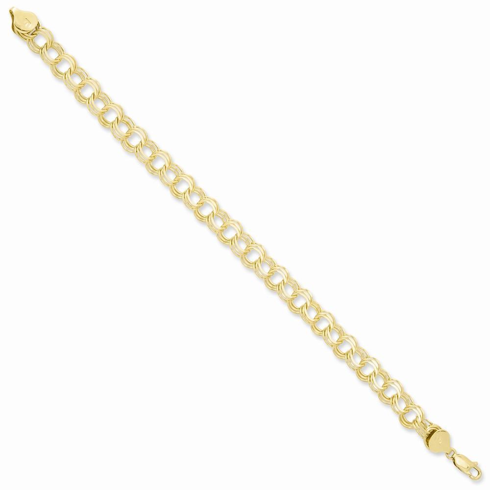 14k Yellow Gold Triple Link Charm Bracelet