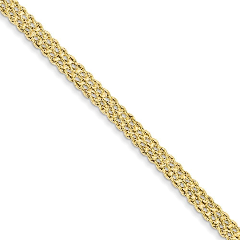 14k Yellow Gold Triple Strand Rope Bracelet