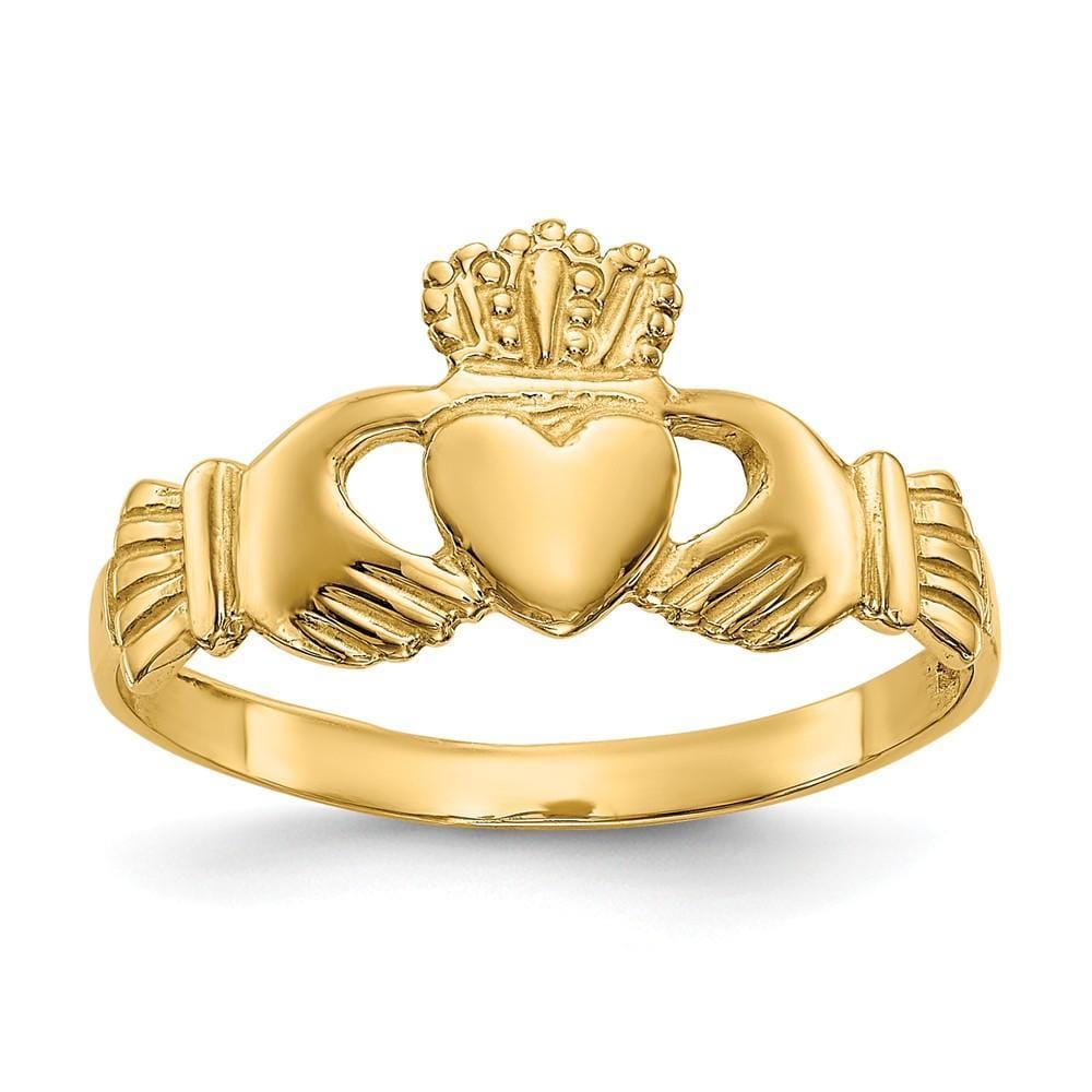 14kt polished ladies claddagh ring