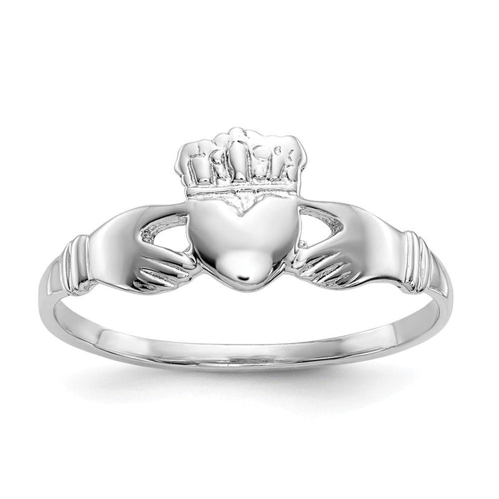 14kt white gold ladies claddagh ring