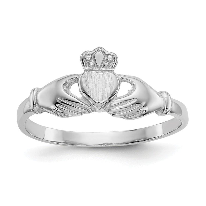 14kt white gold ladies claddagh ring