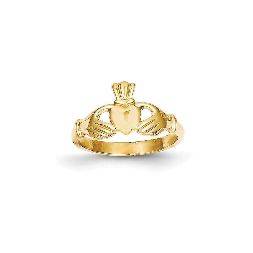 14kt yellow gold polished claddagh ring