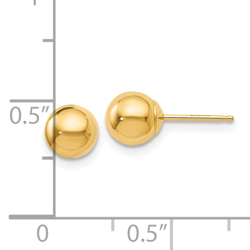 14k Yellow Gold 6mm Ball Post Earrings