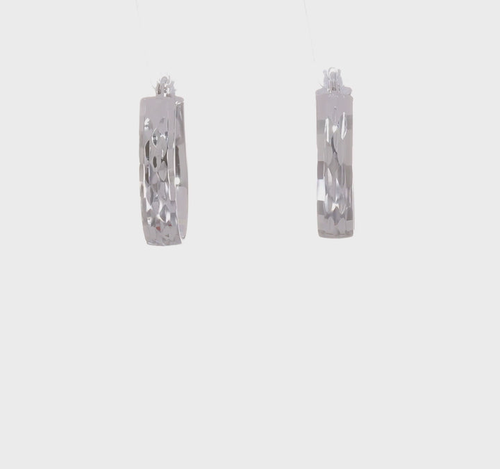 10kt White Gold D.C Oval Hinged Hoop Earrings