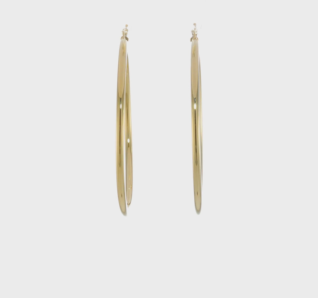 14k Yellow Gold 3MM Light Tube Hoop Earrings