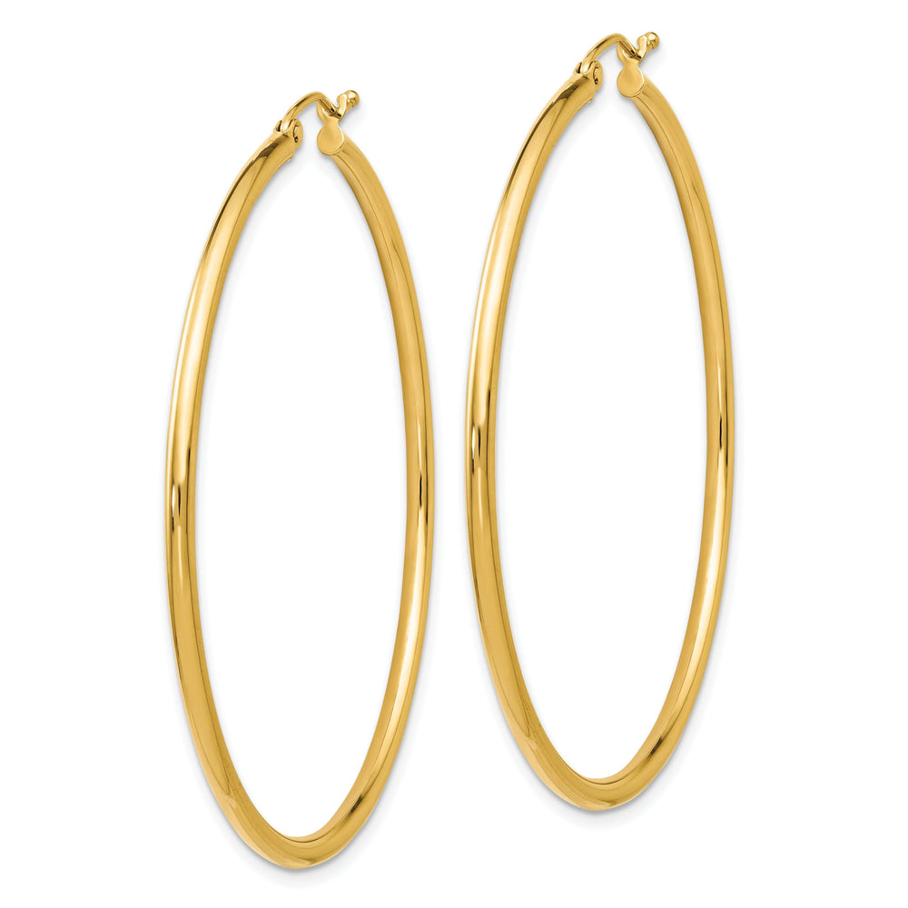 14k Yellow Gold 2-MM Hinged Hoop Earrings