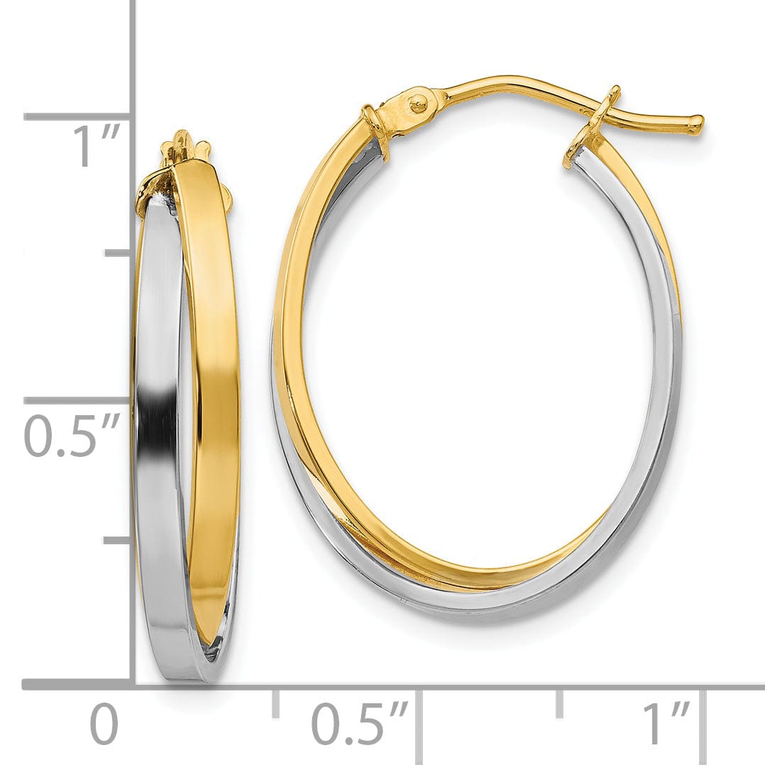 14k Yellow Rhodium Hinged Hoop Earrings
