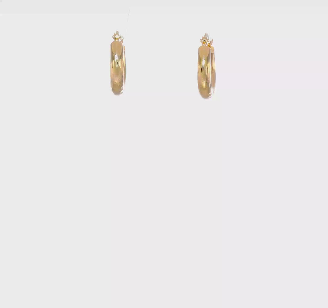 10k Yellow Gold Satin D.C Round Hoop Earrings