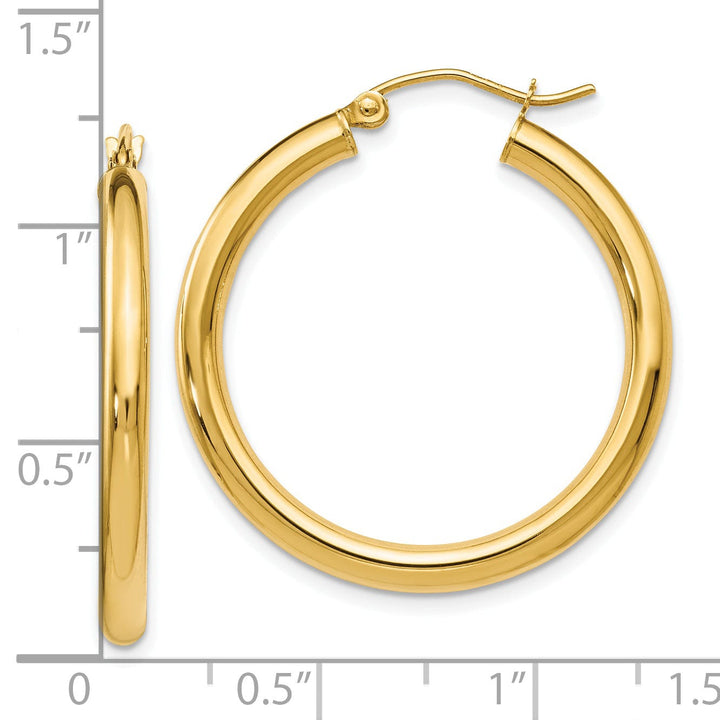 14k Yellow Gold 3mm Hoop Earrings