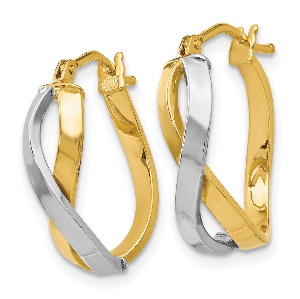 14k Yellow Rhodium Hinged Hoop Earrings