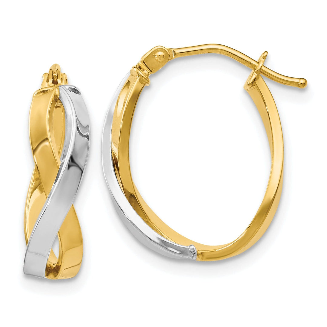 14k Yellow Rhodium Hinged Hoop Earrings