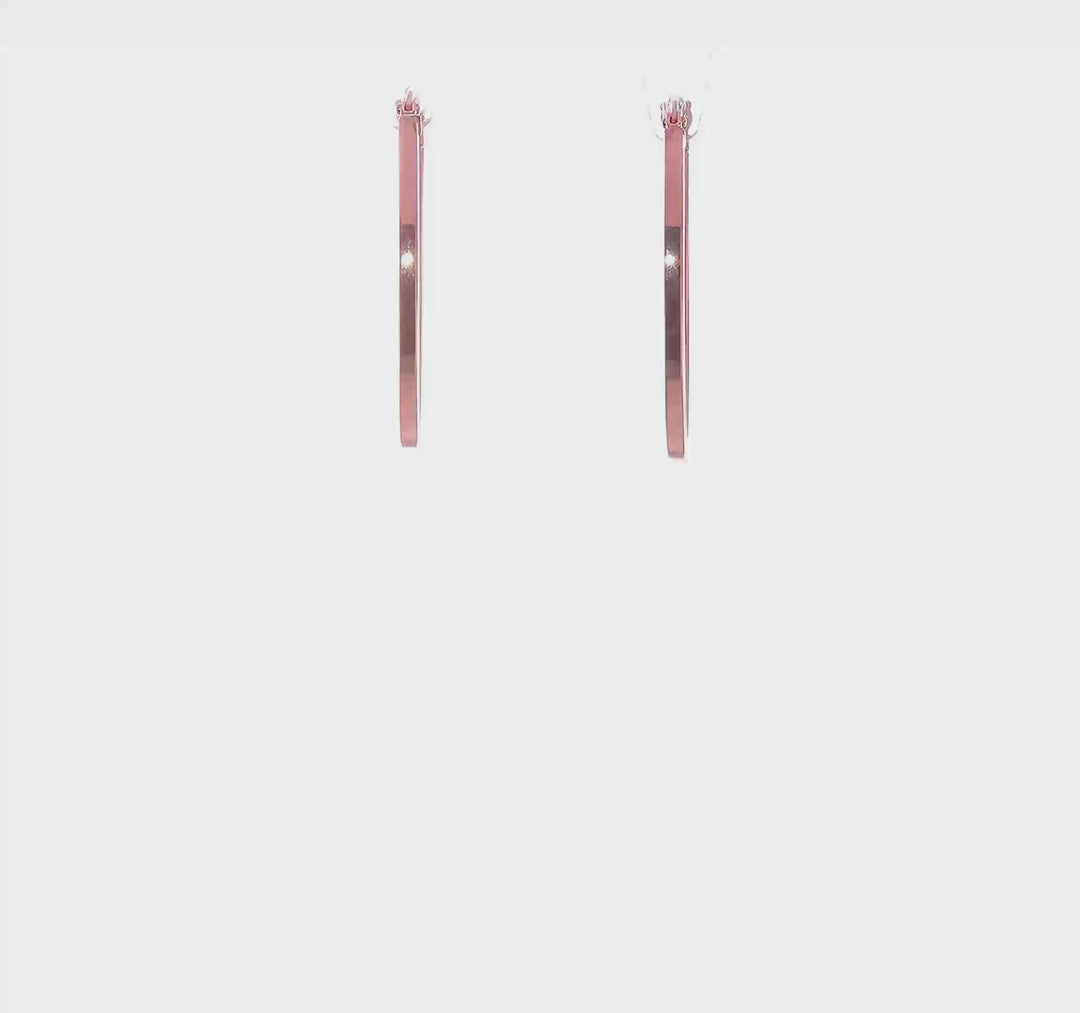 10K Rose Gold Polished Finish Oval Hoop Earrings