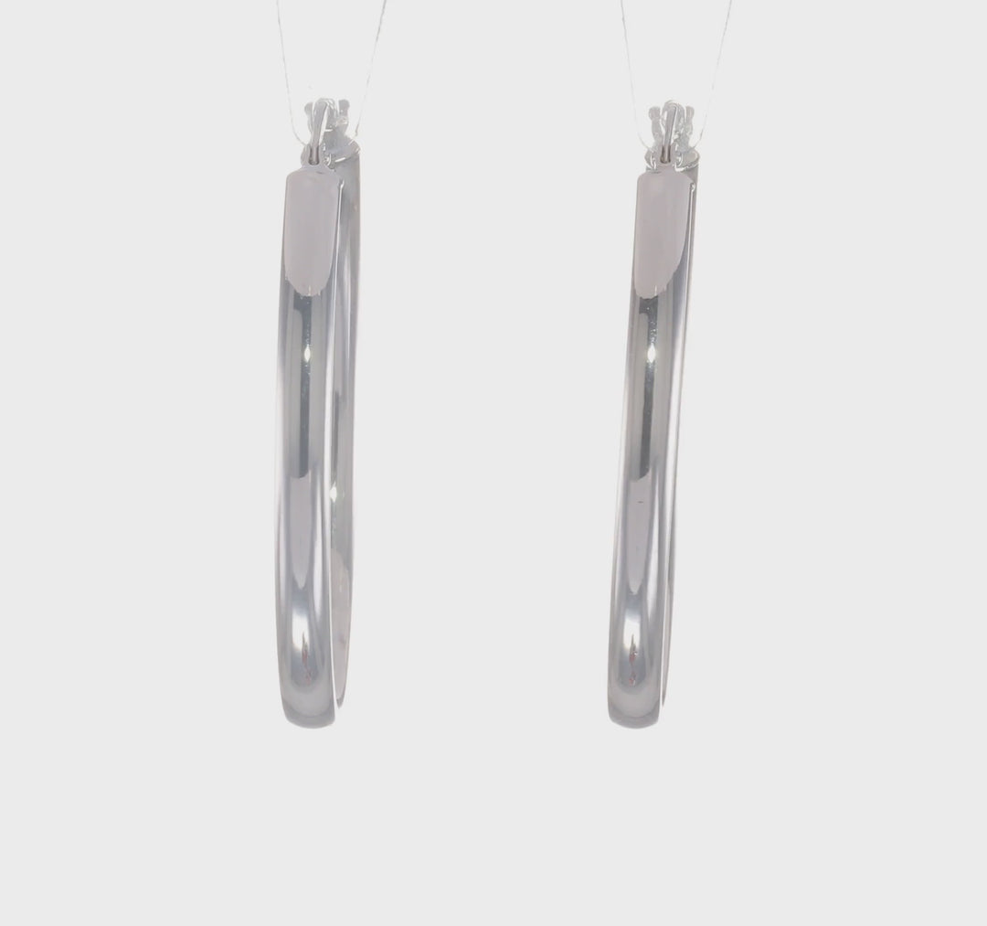 14k White Gold Polished Oval Hoop Earrings