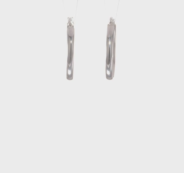 10k White Gold Oval Hoop Earrings