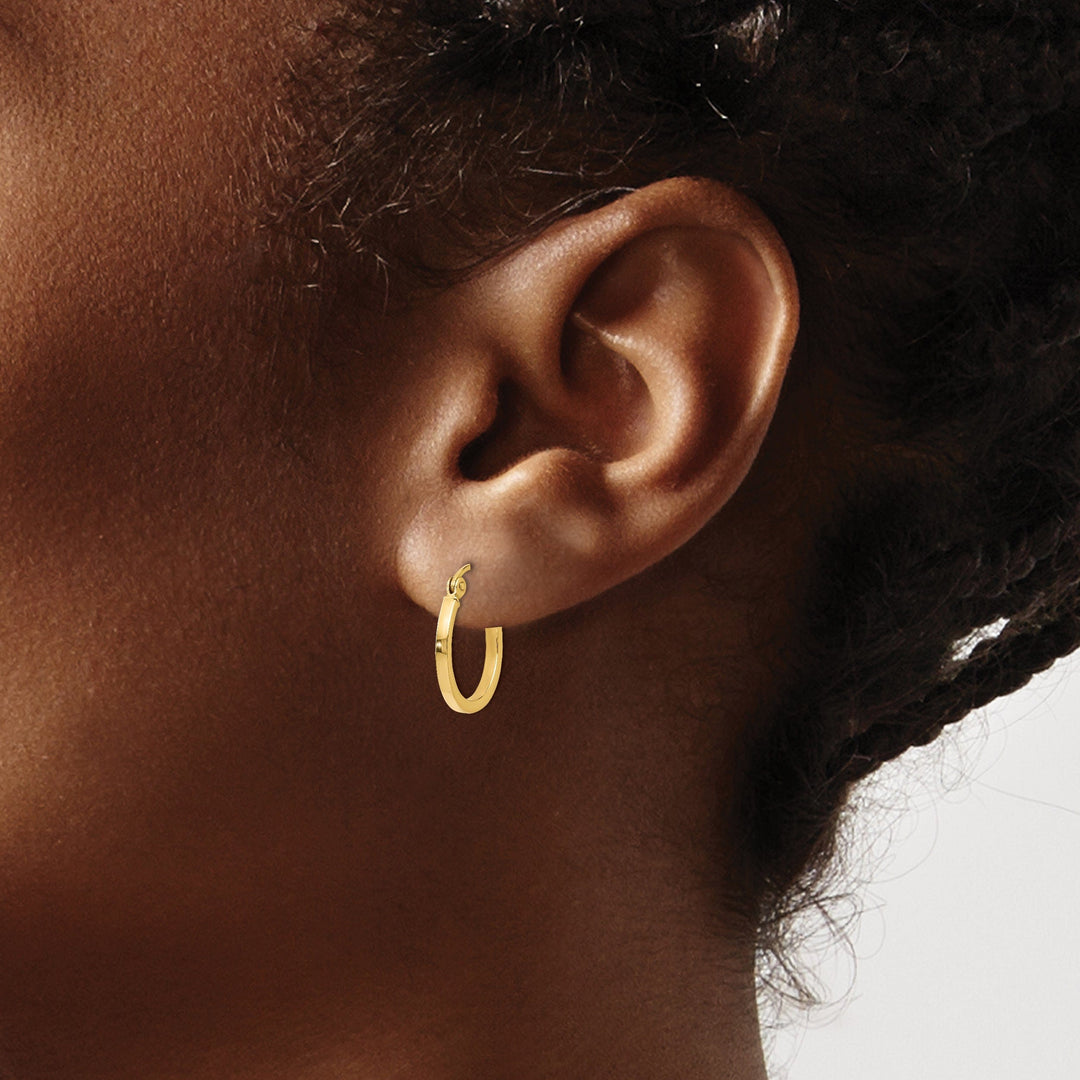 14k Yellow Gold Polished Hoop Earrings