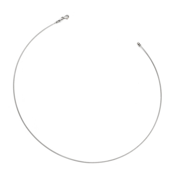 14k White Gold 1MM Round Omega Necklace