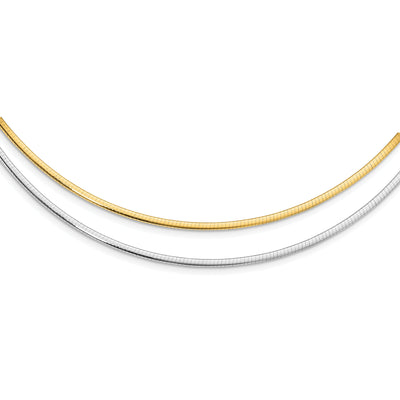 14k Two Tone Gold 2mm Reversible Omega Necklace at $ 1361.26 only from Jewelryshopping.com