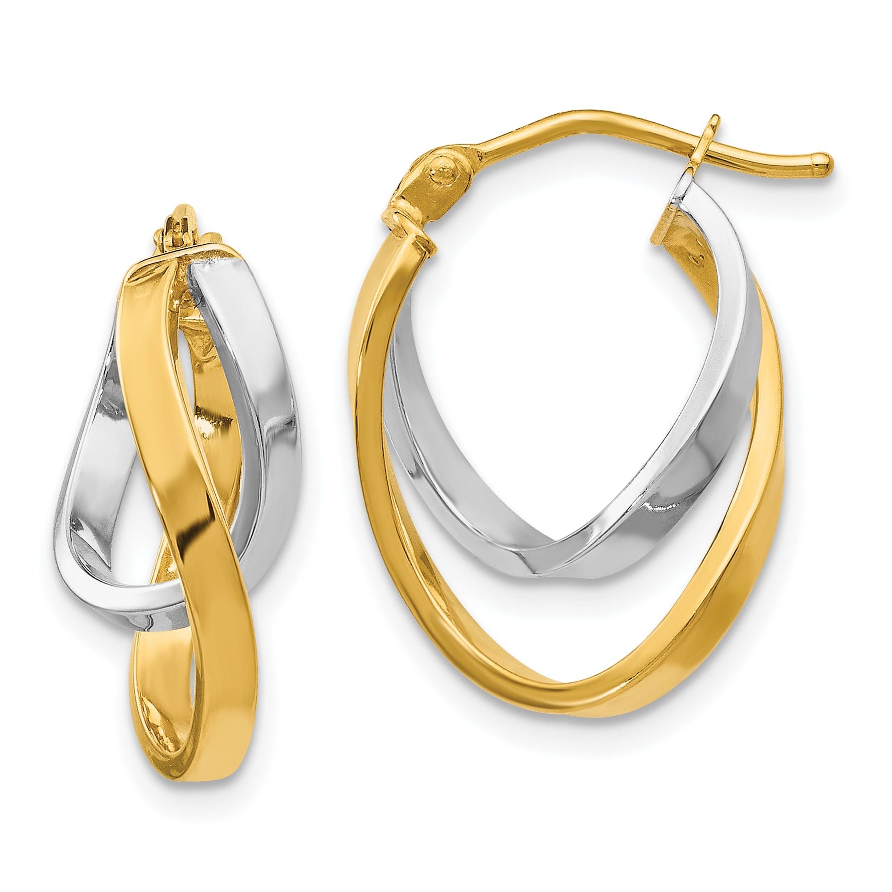 14k Yellow Rhodium Hinged Hoop Earrings | Jewelry Shopping
