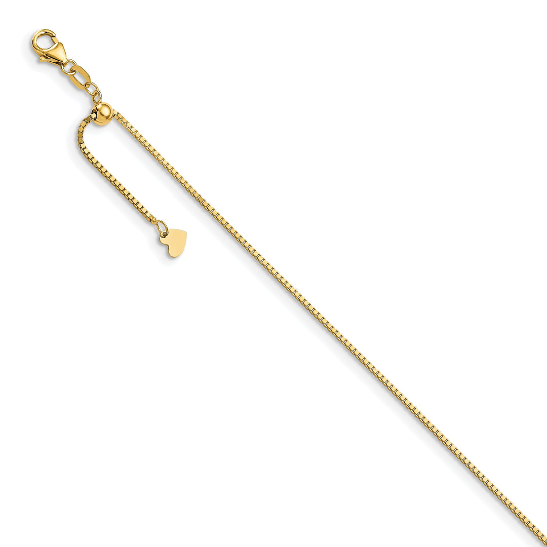 14k Yellow Gold Adjustable Box Anklet