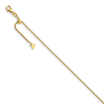 14k Yellow Gold Adjustable Box Anklet at $ 333.78 only from Jewelryshopping.com