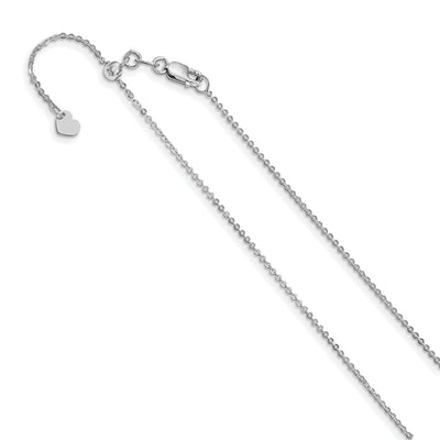 14k White Gold Adjustable Flat Cable Chain
