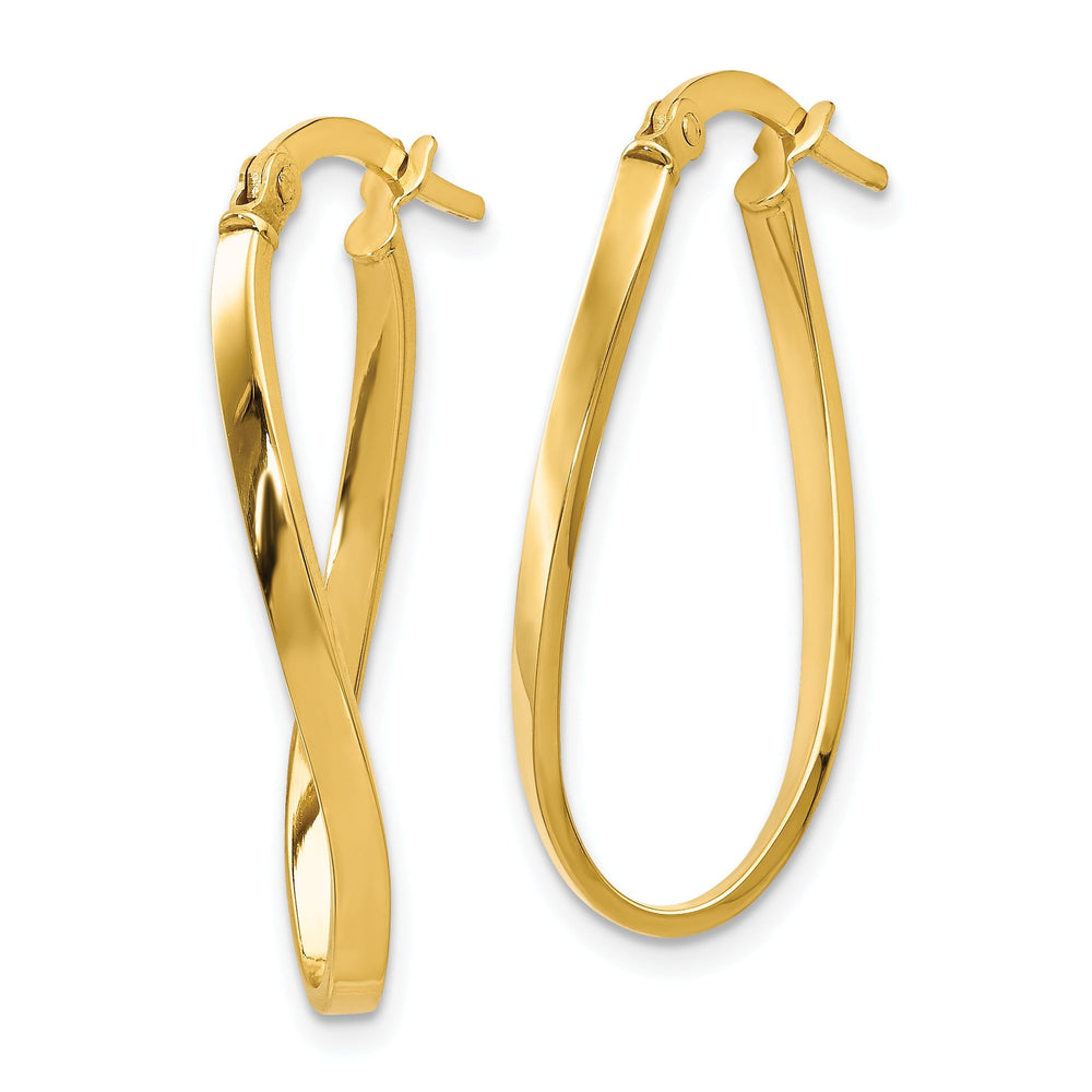 14k Yellow Gold Oval Hoop Earrings