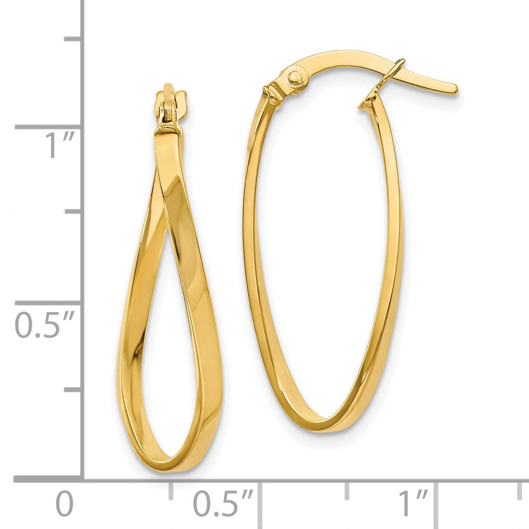 14k Yellow Gold Oval Hoop Earrings