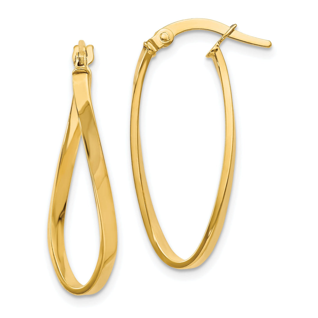 14k Yellow Gold Oval Hoop Earrings