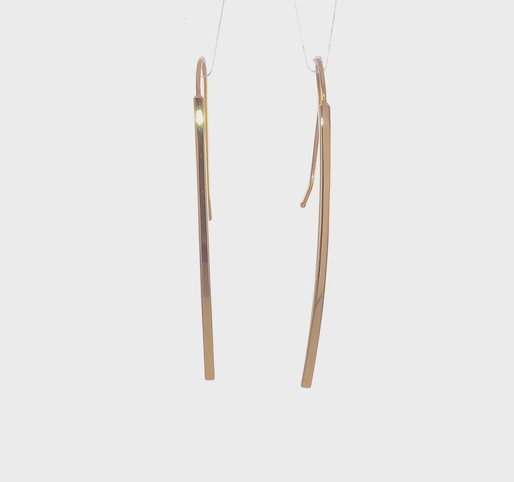 14k Yellow Gold Polished Dangle Bar Earrings