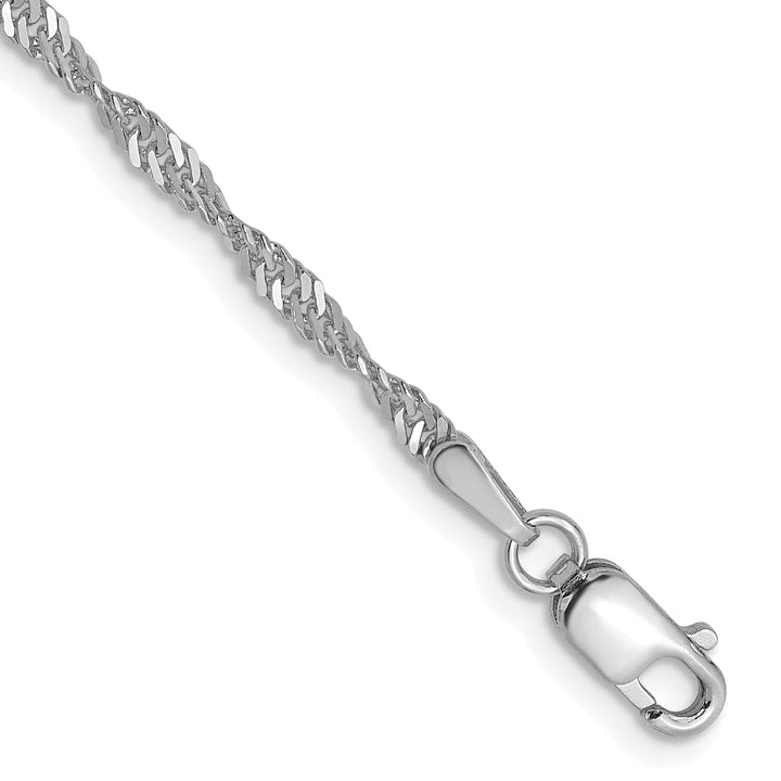 14K White Gold Singapore 10-inch Chain Bracelet