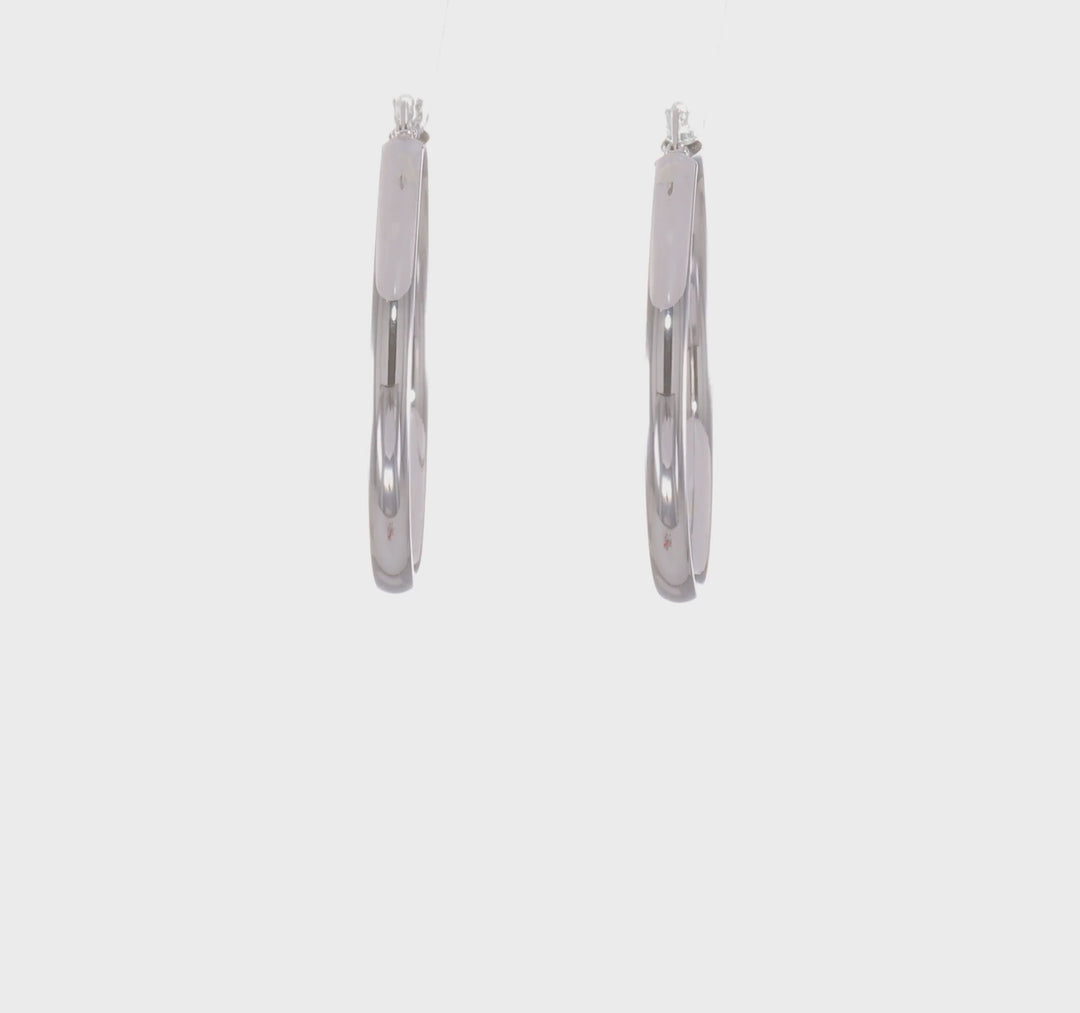 10k White Gold Polished Finish Hoop Earrings